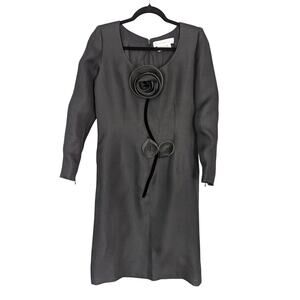 Bergdorf Goodman Couture Givenchy Black Floral Long Sleeve Dress size 8/38